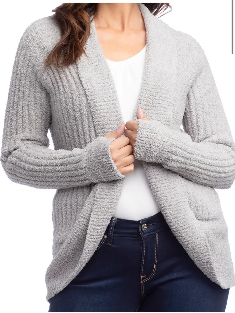 27” Rib Marshmellow Cocoon Cardigan Gray